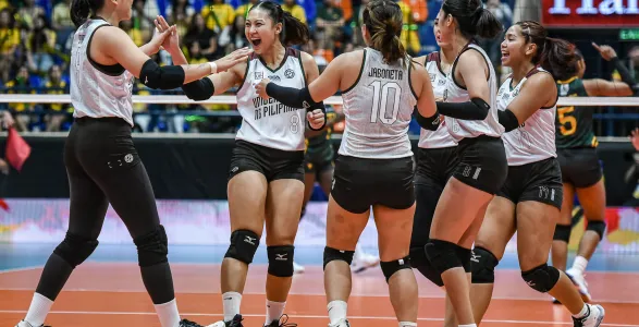 The UP Fighting Maroons against the FEU Lady Tamaraw in the UAAP Season 87 Women's Volleyball